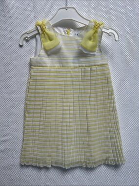 Mayoral Yellow and White Sleeveless Striped Pleated Dress. NWT! Various sizes
